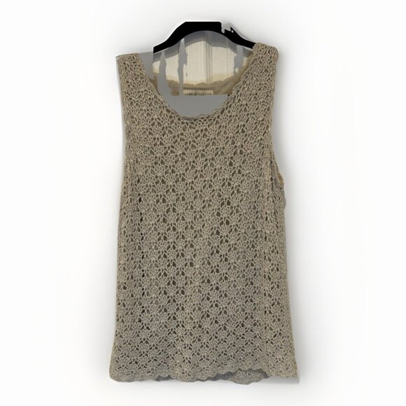 VTG Y2K Lord Taylor Womens M Crochet Lace Top Vest Linen Boho Hippie Cottagecore - Picture 1 of 8